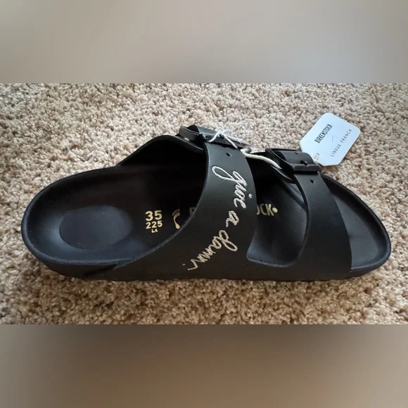 NWT Women’s Sz. 35 (5) Lingua Franca & Birkenstock "give a damn" Arizona Sandal - Picture 6 of 15